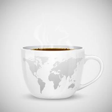 World Map on Cup Stock Illustration