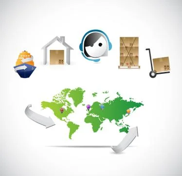 World map customer service logistics control イラスト素材