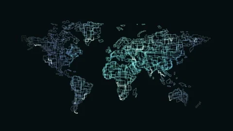 World map cyber animation global network 3d lines Stock-Footage 109289729