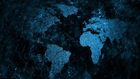 World map cyberspace animation background Видео 148052199