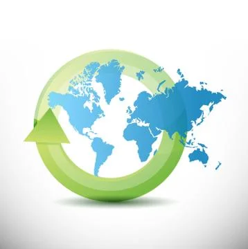 World map cycle illustration design over white Ilustração Stock