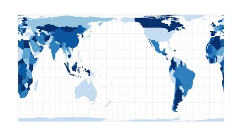 World Map. Cylindrical equal-area projection. Loopable rotating map of the wo... Stock Footage 233150069
