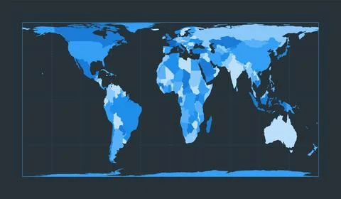 World Map. Cylindrical equal-area projection. Futuristic world illustration.. イラスト素材