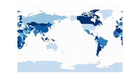 World Map. Cylindrical stereographic projection. Loopable rotating map of the... Stock Footage 227808531