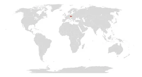 World map with Czech Republic highlighted in red Stock Illustration