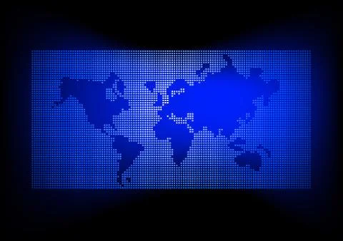 World map with dark blue background Stock Illustration