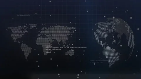 World map with data points and coding animation over dark grid background Stock Footage 304927198