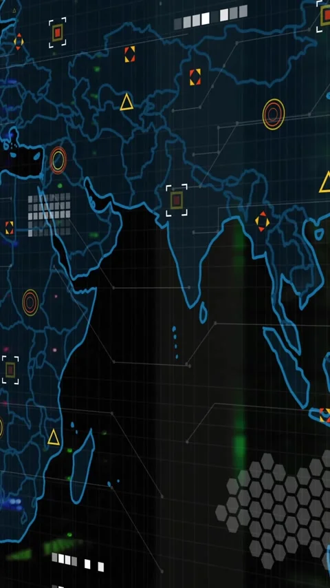 World map with data points and network connections animation over server room Stock Footage 342915913