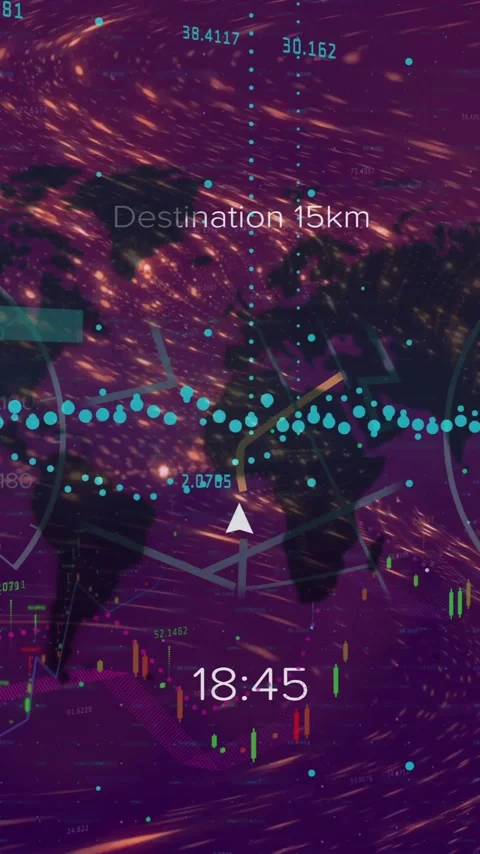 World map with data points and futuristic digital interface animation Stock Footage 344244689