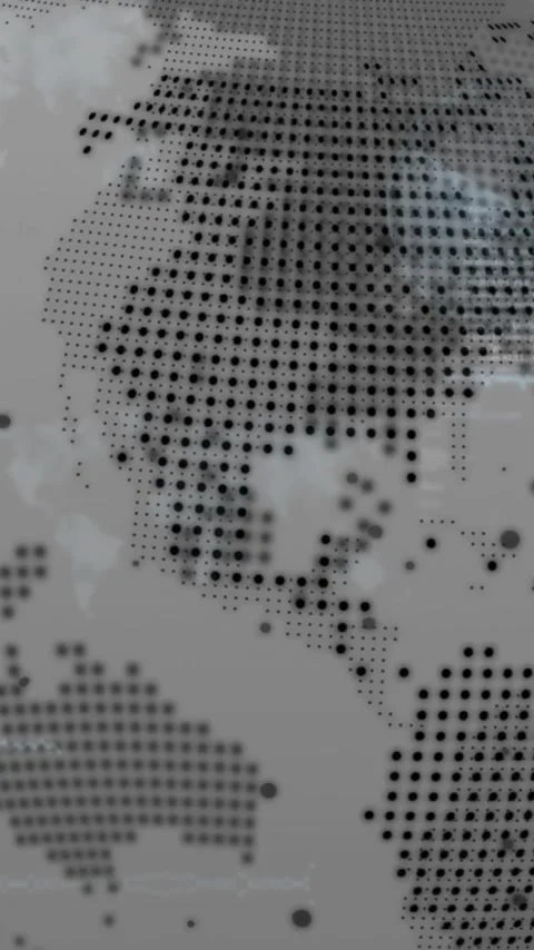 World map with data points and coding animation over gray background 库存影片 344775280