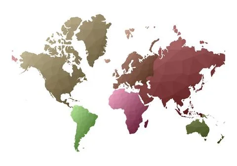 World Map. dazzling low poly style continents. Vector illustration. Stock Illustration