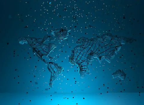 World map in deep blue Stock Illustration
