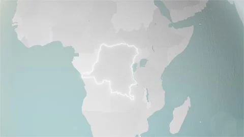 World Map Democratic Republic of the Congo Zoom in Stylised Spherical White Stock Footage 263958086
