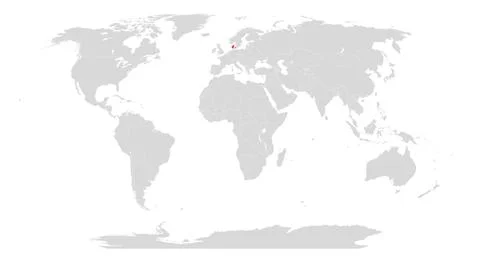 World map with Denmark highlighted in red Stock Illustration