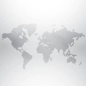 World map design in creative wavy pattern 스톡 일러스트