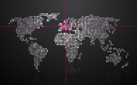 World map with the determination of the geographic position Illustrazione stock