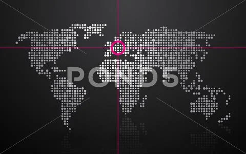 World map with the determination of the geographic position Stock Illustration