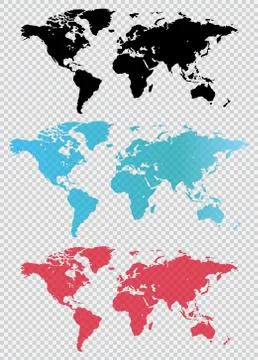 World map in different colors. Vector illustration in a flat style. Stock Illustration
