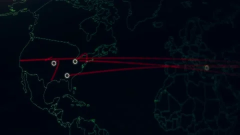 World map with different targets for cyb... | Stock Video | Pond5