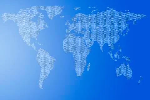 World map of the digital binary code Illustrazione stock