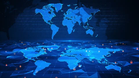 World Map Digital Business Security Key Numbers Background Stock Footage 339045887
