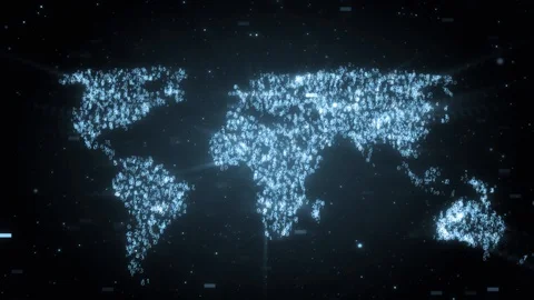 World Map Digital Code Binary Blue Stock Footage 93298110