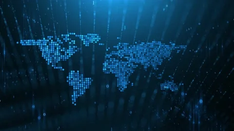 World map on digital computer cyberspace background Video stock 131278421