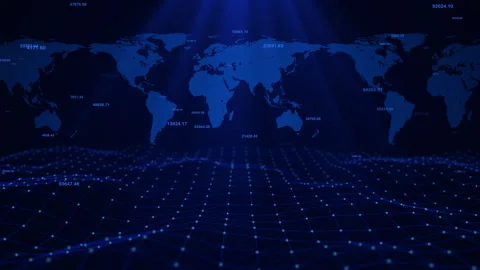 World Map Digital Cyberspace, Plexus Data Network Node Connection Stock Footage 338065287