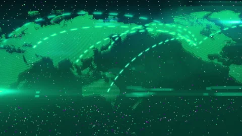 World map digital network connection animation Stock Footage 154735849