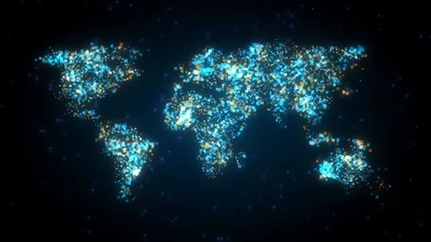World Map Digital Particles Stock Footage 93296855