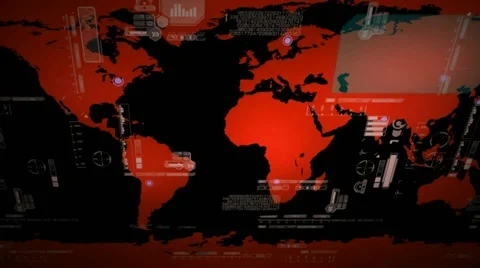 World Map - Digital Search - red 00 Stock Footage 58631792
