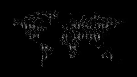 World map digital tech circuit board background. Seamless loop. Stock Footage 287736672