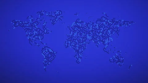 World map digital tech circuit board background. Seamless loop. Stock Footage 289388436