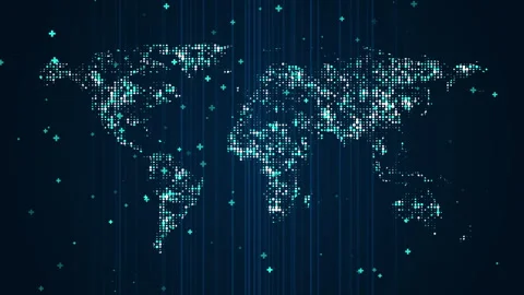 World Map Digital Technologic concept for technology on dark background Stock Footage 344838150