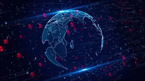 World Map with Digital Threats global problem of digital threats with a world Stock Footage 311675652