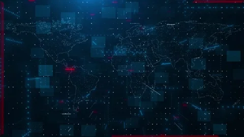 World map Digital World Map News Studio node line connection, Worldwide business Stock Footage 312183405