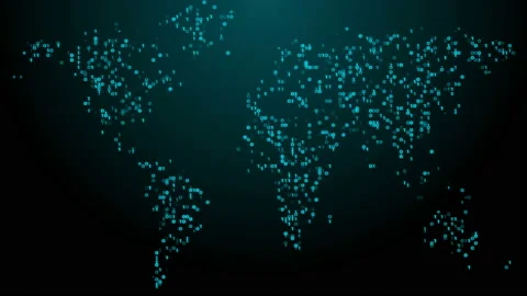 World map with digits 0 and 1 binary code. Concept of informatization of society Stock Footage 162161209