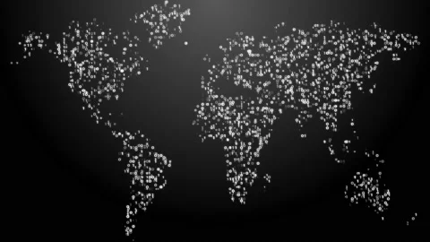 World map with digits 0 and 1 binary code. Concept of informatization of society Stock Footage 162298388