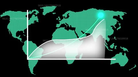 World map displays a global digital growth chart. This world map visualizes.. Stock Footage 337620460