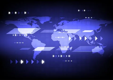 World map ditital concept background. Technology geography global vector illu Stock Illustration