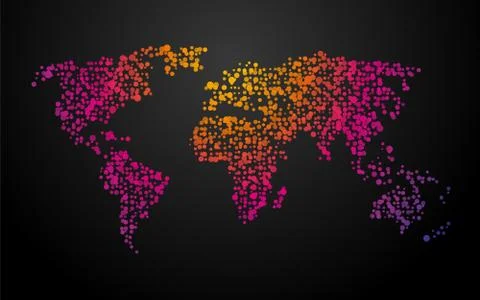 World map dots color gradient Stock Illustration
