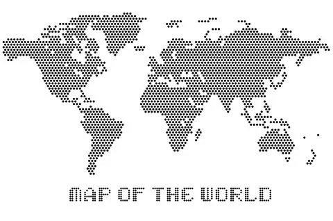 World map of dots, led uppercase English alphabet, vector illustration Stock Illustration