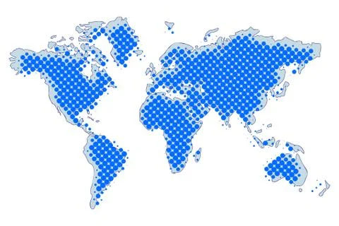 World map dotted, icon style, concept, vector Stock Illustration