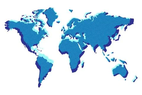 World map dotted, icon style, concept, vector Stock Illustration