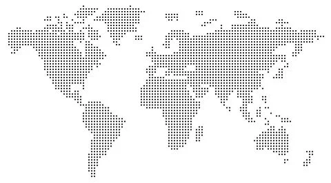 World map dotted illustration. Worldwide global map with dots. Isolated Ear.. Stock Illustration