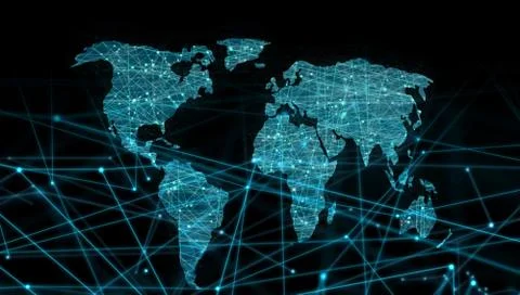 The world map of dotted line links, globalization and internationalization 스톡 일러스트