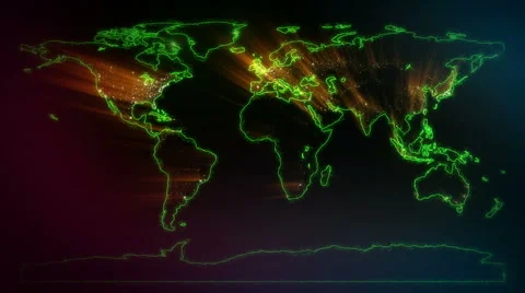 World Map drawn Lines City Stock Footage 68333974