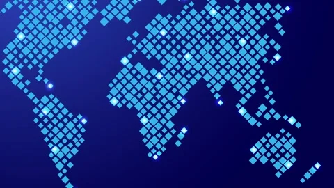 World map drawn from squares with glowing stars Stock-Footage 242357366
