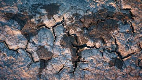 World map with dried and cracked soil texture Foto stock