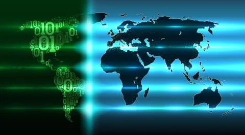 World map of Earth from binary code Cloud service, internet of things, big data Stock Illustration